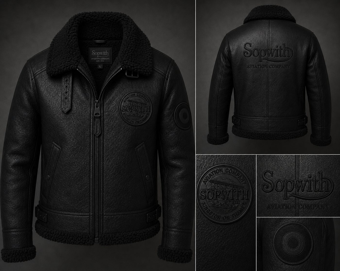Sopwith black shearling flight jacket